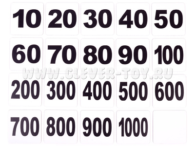 Набор магнитных карточек "Круглые числа" (фон белый)
